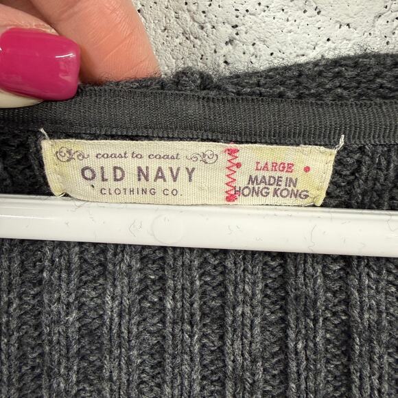 Vtg Old Navy Sweater Dress Size L Cotton Wool Blend Hooded Pocket Y2K Hong Kong - Picture 3 of 11